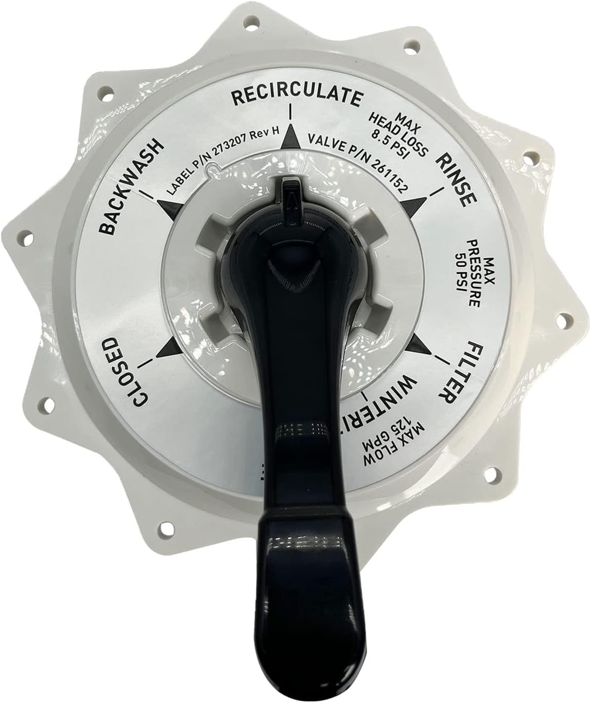 Pentair 270067 HiFlow multiport top valve assembly with handle and ports