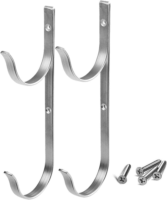 Swimables stainless steel pool pole wall hanger set installed