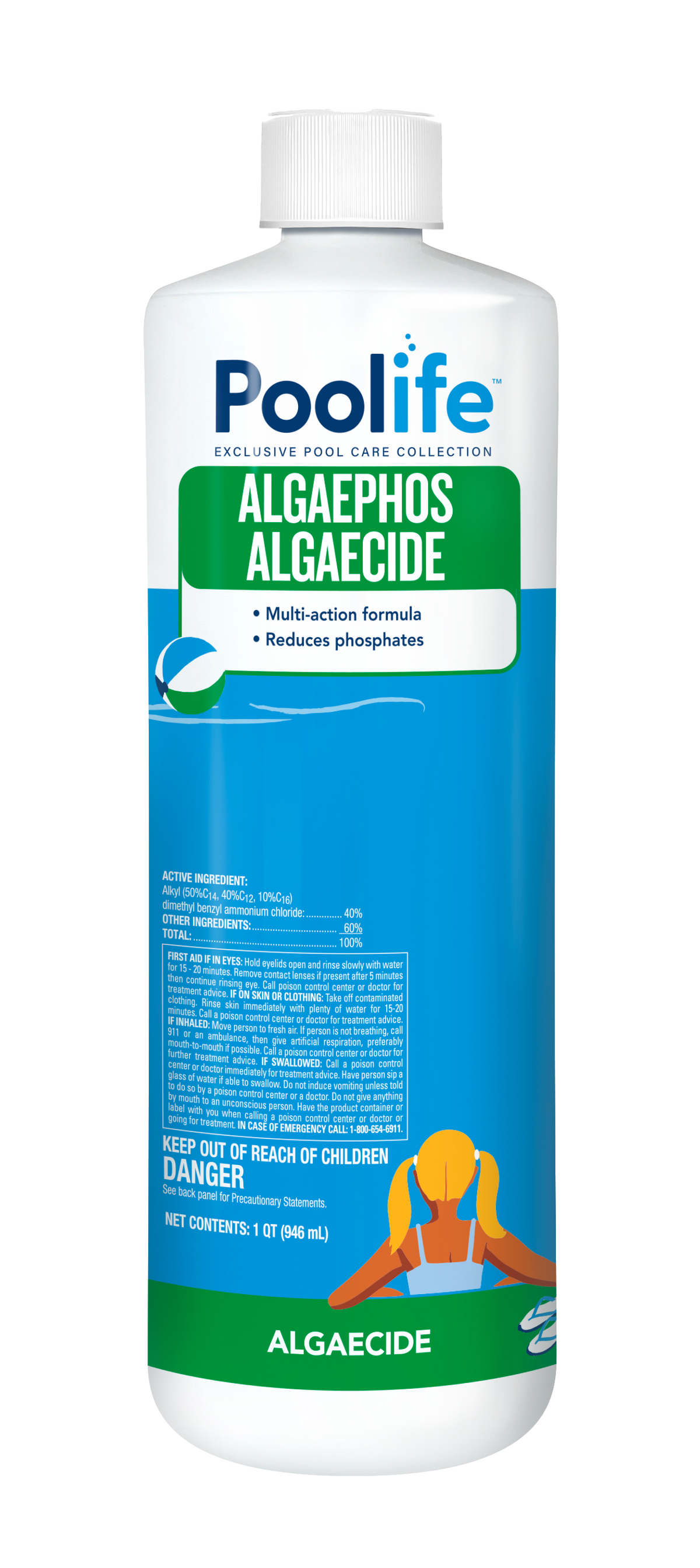 Poolife 62068 AlgaePhos 1 Qt Bottle Front Label