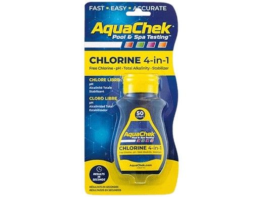 Aquachek Yellow Chlorine 4-In-1 Test Strips| 50 Strips | 511242A