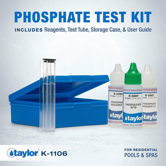 Taylor K-1106 phosphate test kit components including comparator and sample tube