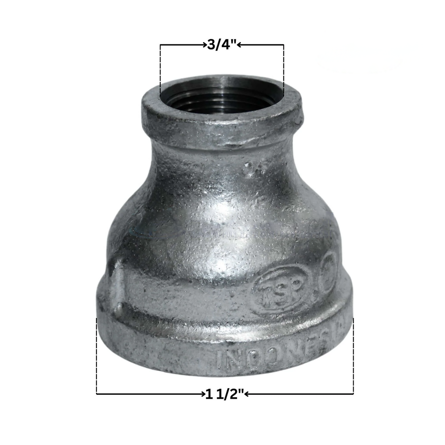 Galvanized Reducer Bushing | Bell Type Reducing Coupling | 1-1/2" x 3/4"