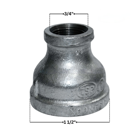 Galvanized Reducer Bushing | Bell Type Reducing Coupling | 1-1/2" x 3/4"