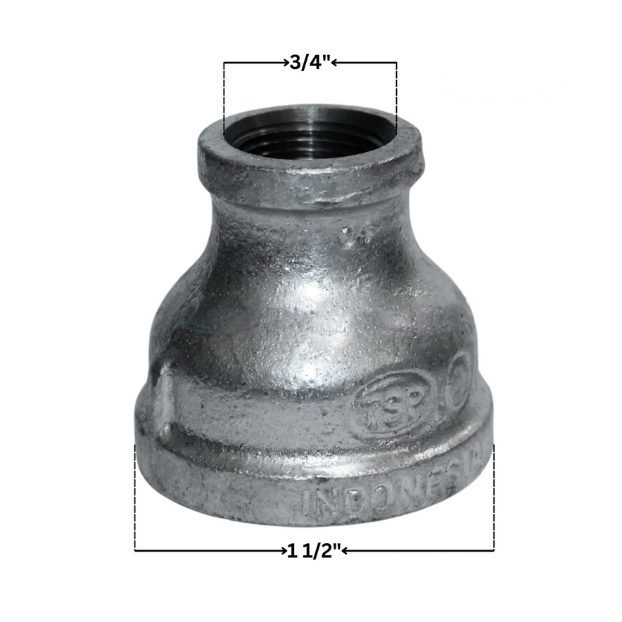 Galvanized Reducer Bushing | Bell Type Reducing Coupling | 1-1/2" x 3/4"