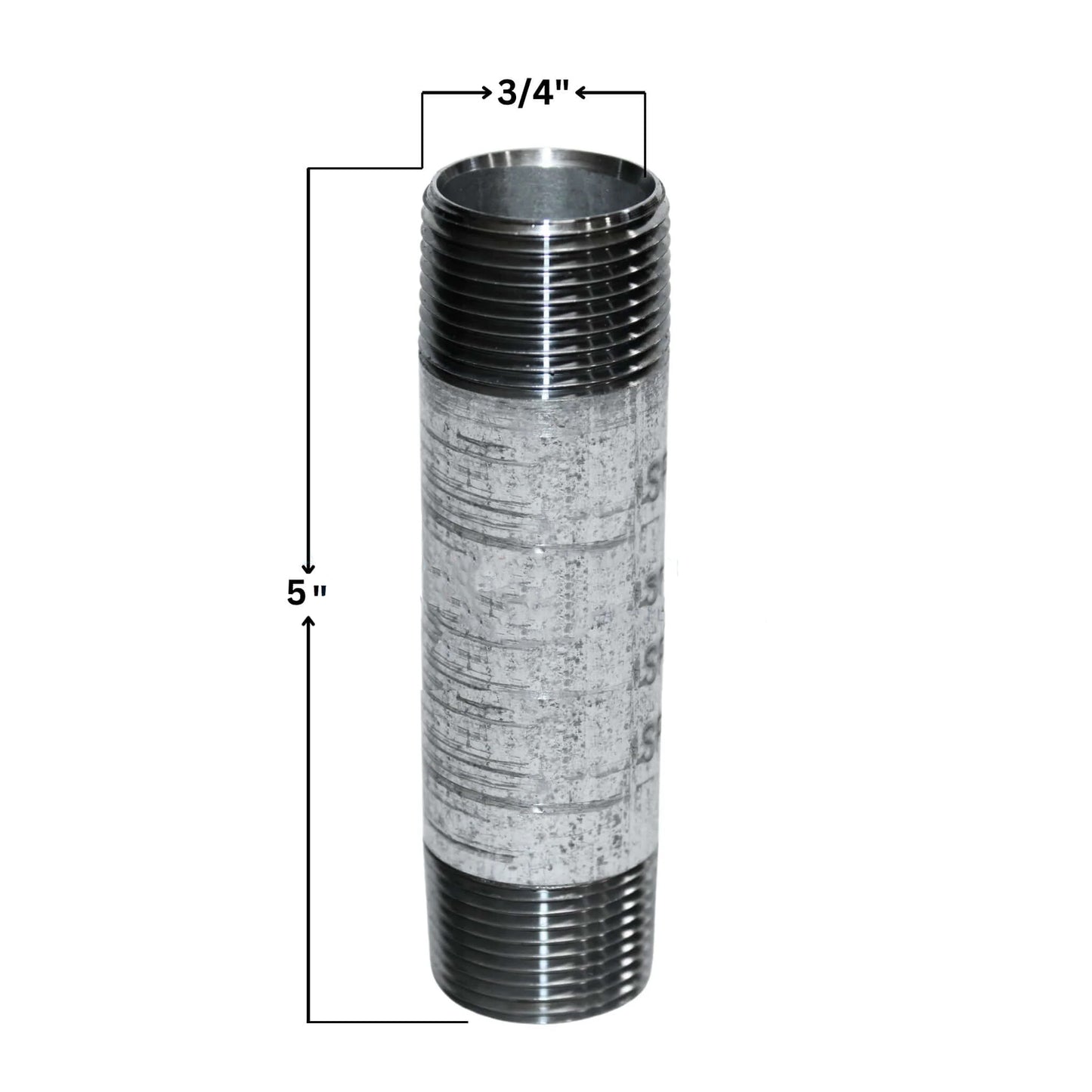 Galvanized Steel Pipe Nipple 3/4" x 5" MN-ZNG045 - Thread Detail