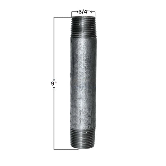 Galvanized Steel Nipple | 3/4" x 9"