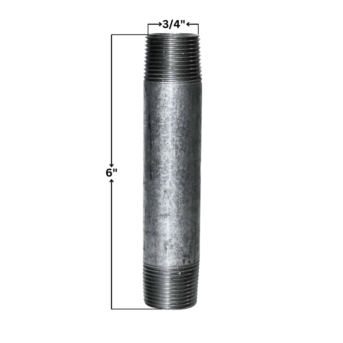 Galvanized Steel Pipe Nipple 3/4" x 6" MN-ZNG046 - Thread Detail