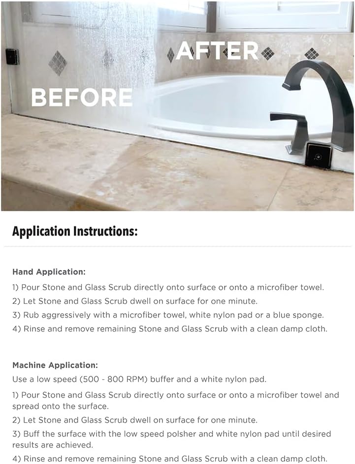 StonePro Stone & Glass Scrub 32 oz – Hard Water Stain, Soap Scum & Grout Haze Remover AX-AY-ABHI-73423