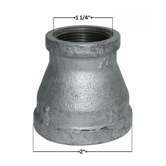 Galvanized Reducer Bushing | Bell Type Reducing Coupling | 2" x 1-1/4"