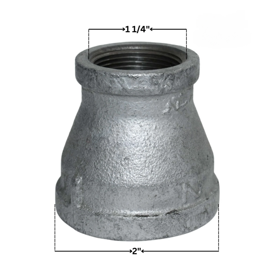 Galvanized Reducer Bushing | Bell Type Reducing Coupling | 2" x 1-1/4"
