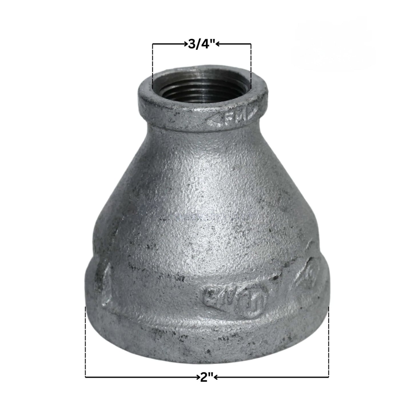 Galvanized Reducer Bushing | Bell Type Reducing Coupling | 2" x 3/4"