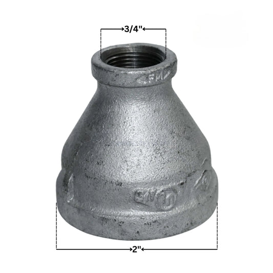Galvanized Reducer Bushing | Bell Type Reducing Coupling | 2" x 3/4"