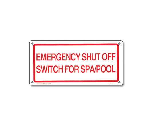 Poolmaster Emergency Shut Off Pool Safety Sign 12x6 Inches 40310