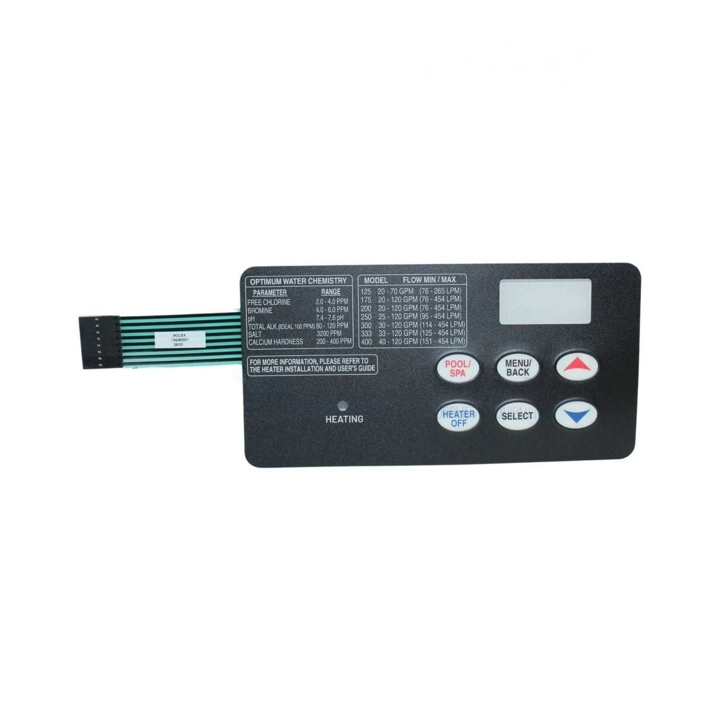 Pentair 6-Button Membrane Keypad | MasterTemp & Max-E-Therm Heater Control | 461106