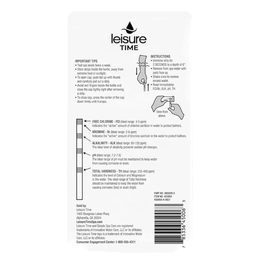 Leisure Time 5-Way Test Strips Free Chlorine, Bromine, Alkalinity, pH, and Total Hardness | 45006A