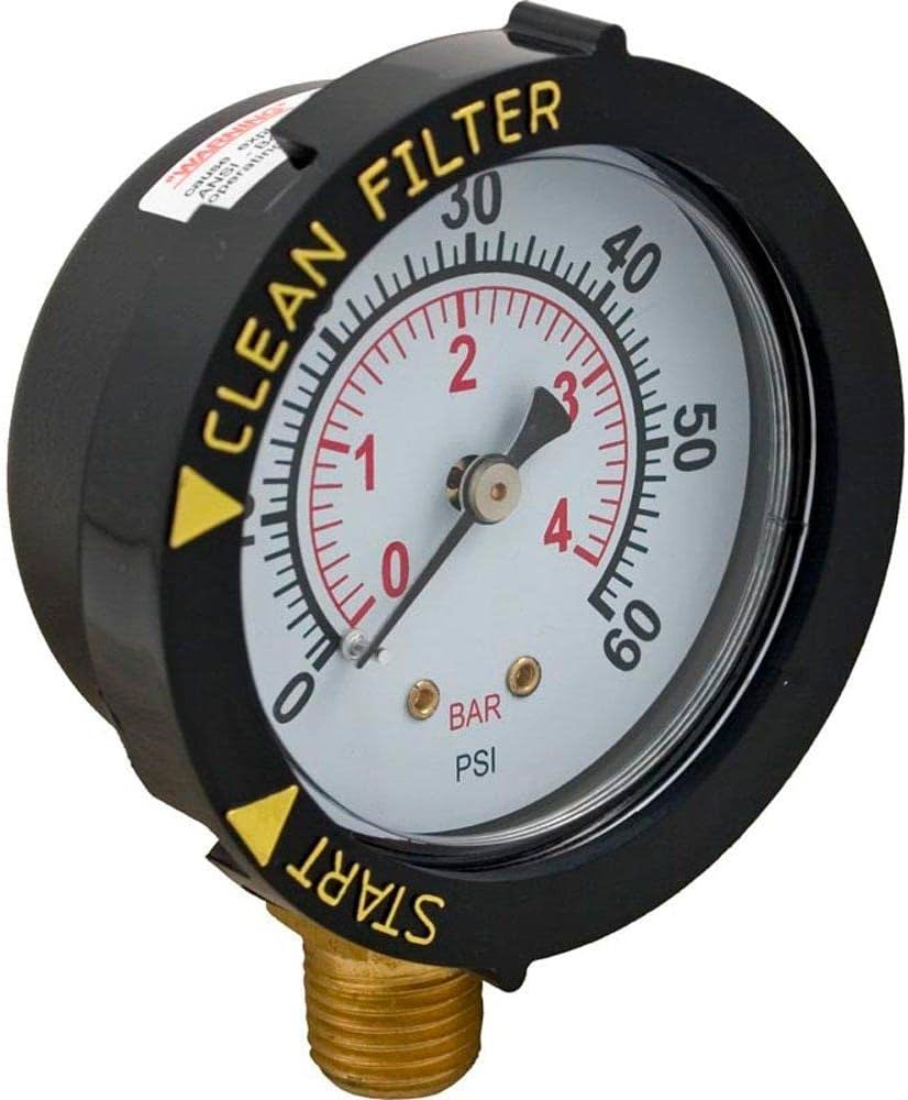 Pentair Clean and Clear Filter Pressure Gauge Replacement | 0-60 PSI | 1/4 inch Top Mount | 190058