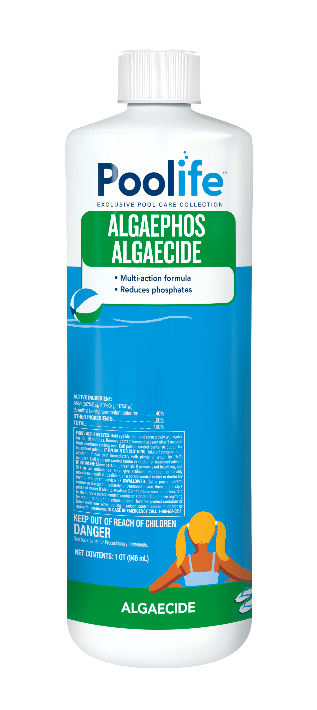Poolife 62068 AlgaePhos 1 Qt Bottle Front Label