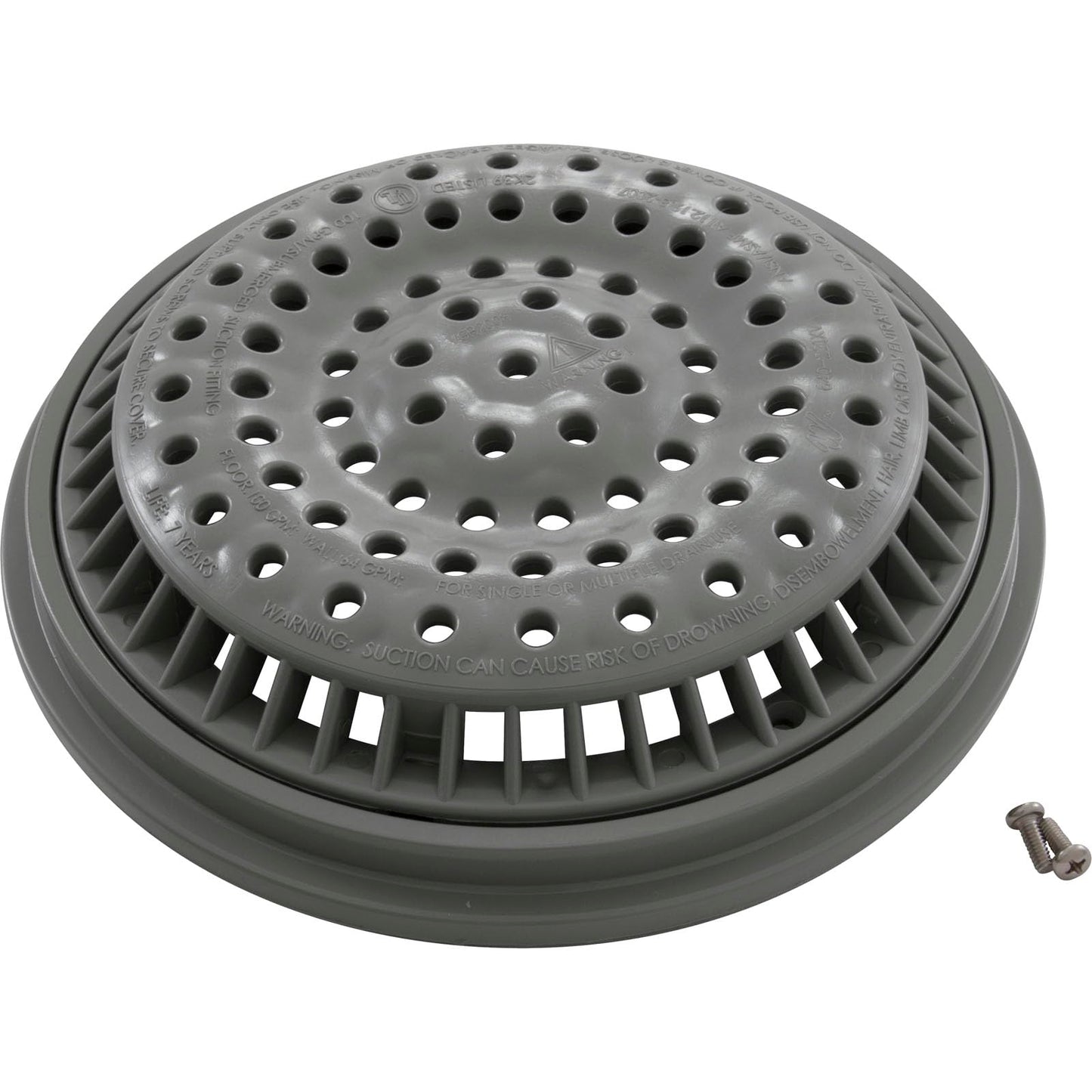 Waterway 8-Inch Gray Anti-Vortex Main Drain Cover and Frame 640-2317V