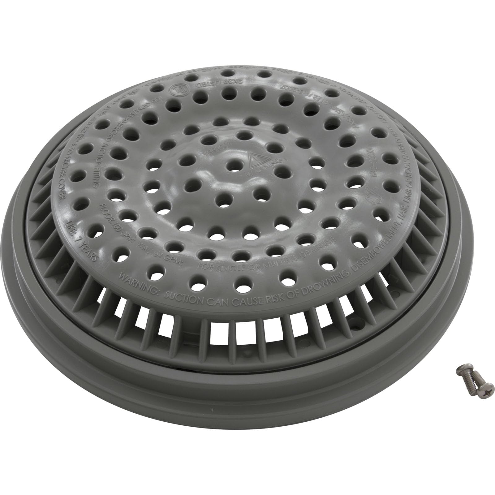 Waterway 8-Inch Gray Anti-Vortex Main Drain Cover and Frame 640-2317V