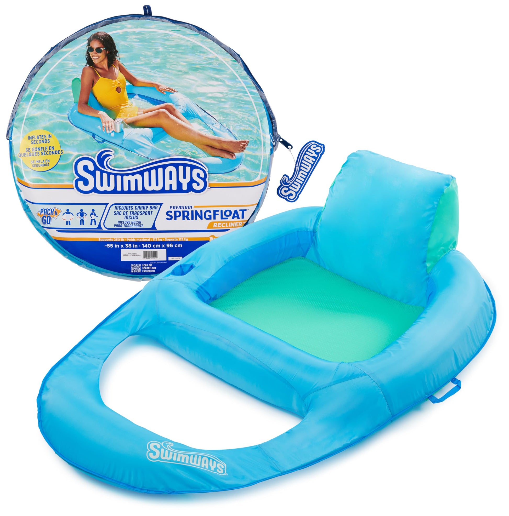 SwimWays Premium Spring Float Recliner 6069119 In Use