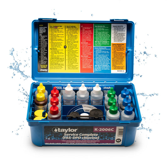Taylor Service Complete FAS-DPD Chlorine Pool Test Kit Chlorine, pH, Alkalinity, Hardness, and Cyanuric Acid | K-2006C