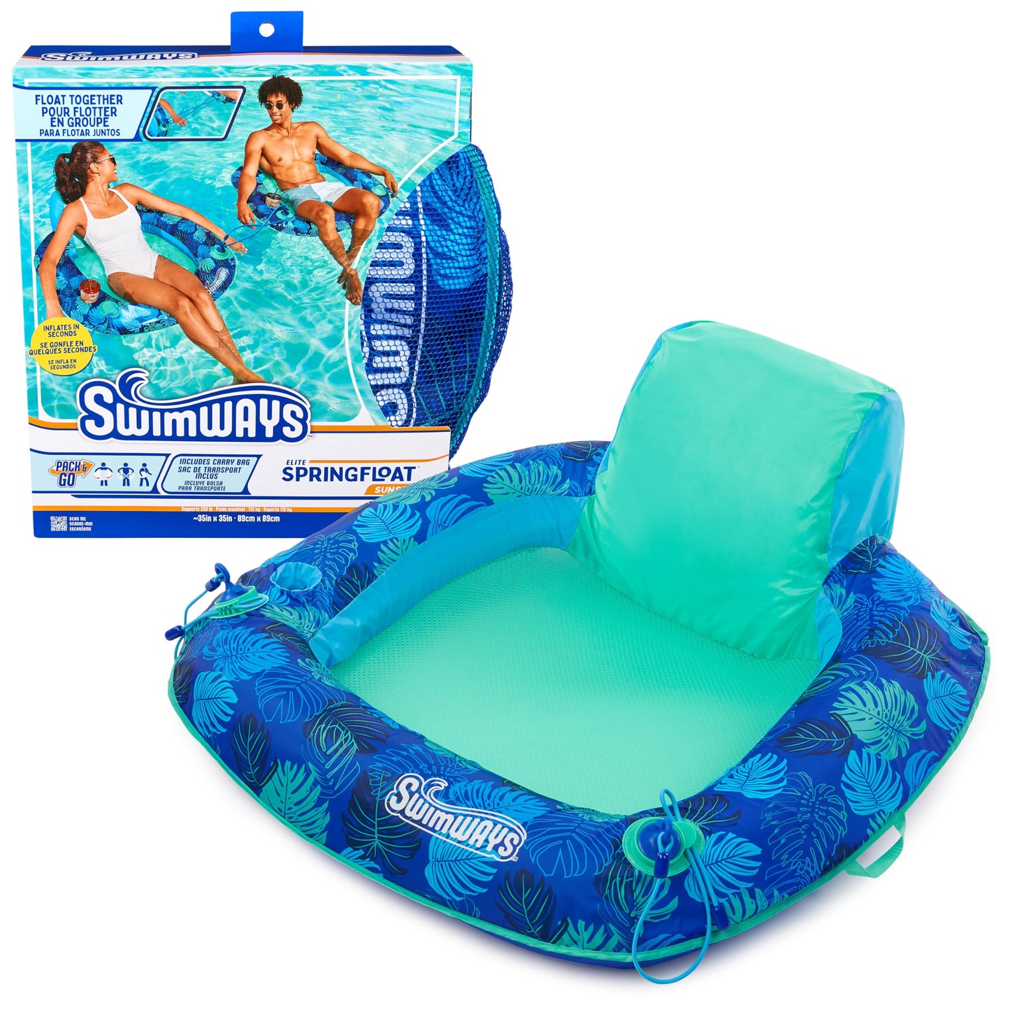 SwimWays Elite Spring Float SunSeat Mesh Pool Lounger 6069309