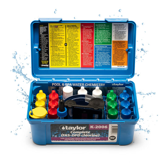Taylor Complete FAS-DPD Chlorine Pool Test Kit Chlorine, pH, Alkalinity, Hardness, and Cyanuric CYA | K-2006