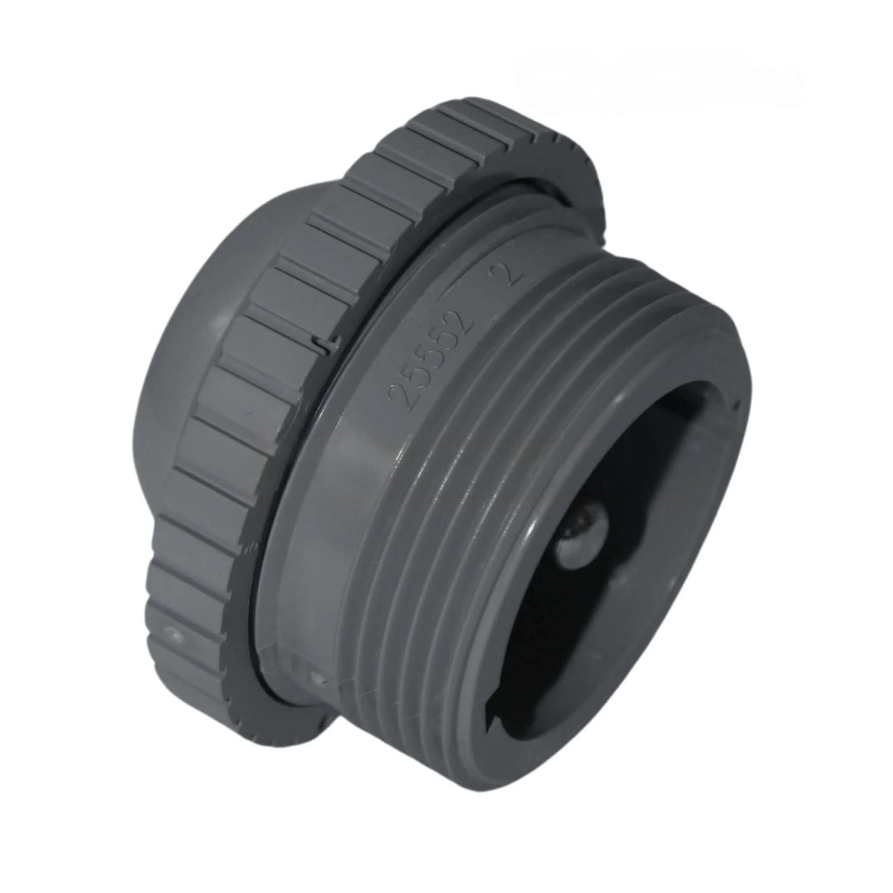 CMP Eyeball Return Fitting Check Valve 1.5" Dark Gray 25552-507-000 Side View