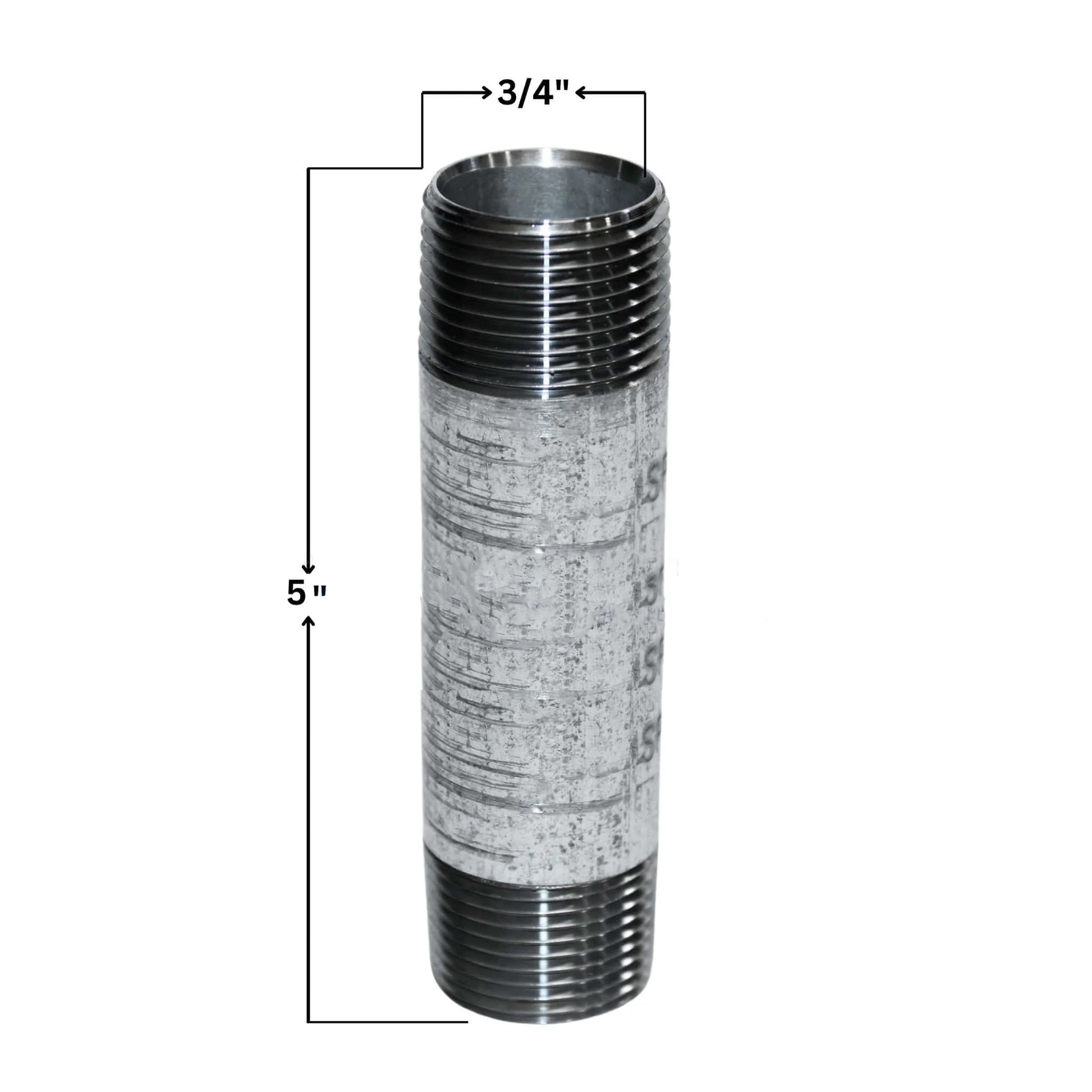Galvanized Steel Pipe Nipple 3/4" x 5" MN-ZNG045 - Thread Detail