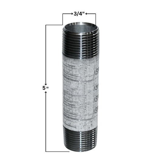 Galvanized Steel Nipple | 3/4" x 5"