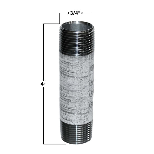 Galvanized Steel Nipple | 3/4" x 4"