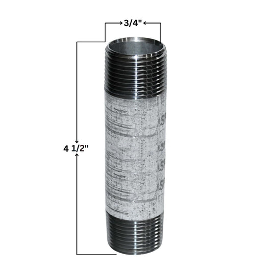 Galvanized Steel Nipple | 3/4" x 4.5"