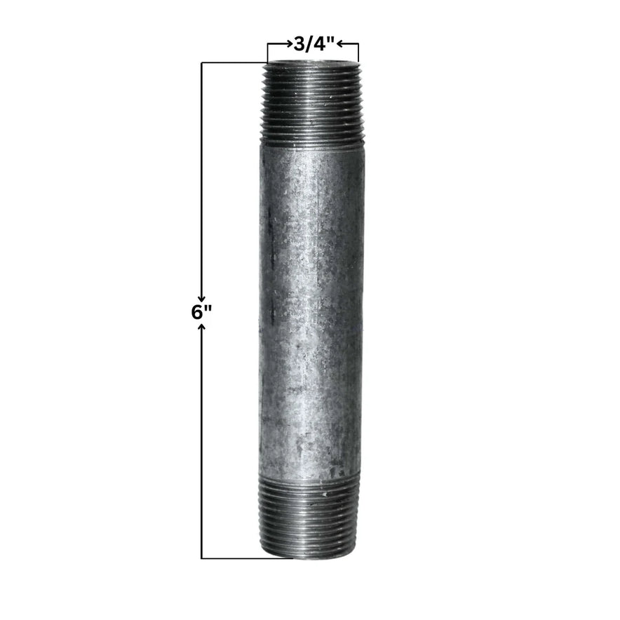 Galvanized Steel Pipe Nipple 3/4" x 6" MN-ZNG046 - Thread Detail
