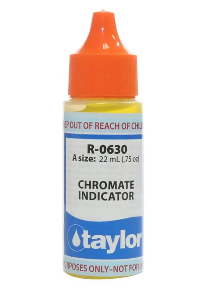 Taylor R-0630-A chromate indicator reagent bottle label detail