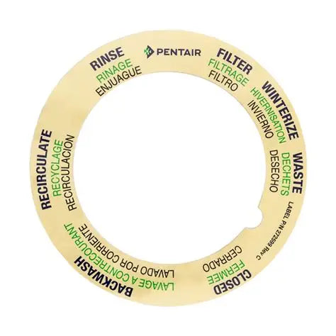 Pentair Top Mount Valve Replacement Label 272599Z