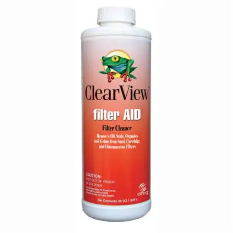 ClearView Filter Aid Pool Filter Cleaner 32 oz CVLFAQT12 Front View