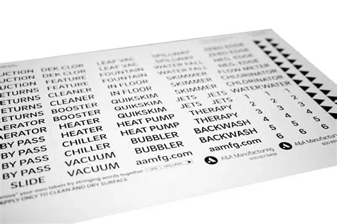 Pentair A&A In-Floor Pool Plumbing Labels 542583