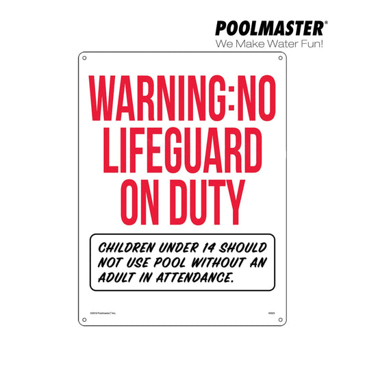 Poolmaster Warning No Lifeguard On Duty Pool Sign 18x24 Inches 40323