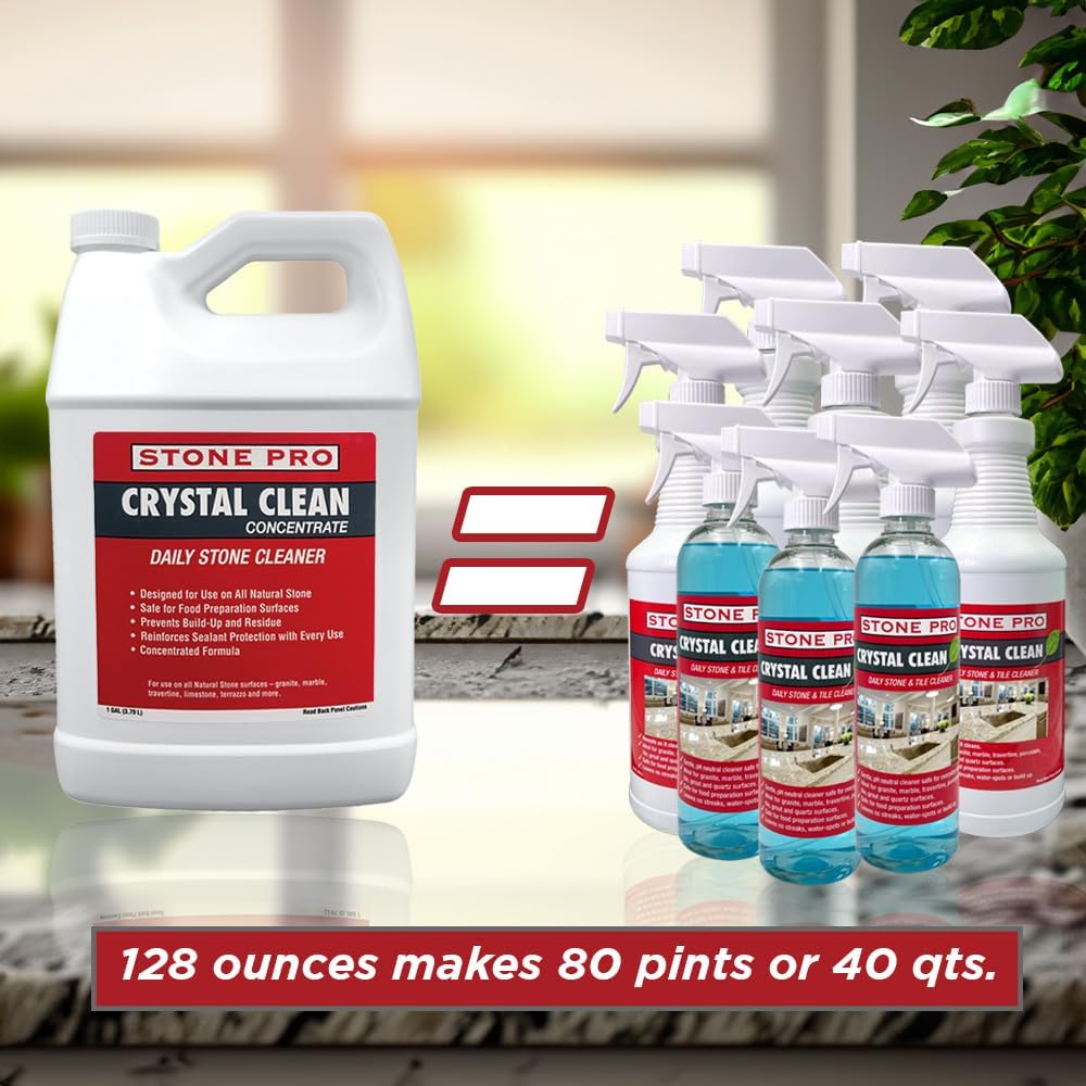 StonePro Crystal Clean Concentrate 32 fl oz – pH Neutral Stone Cleaner & Sealer Reinforcer