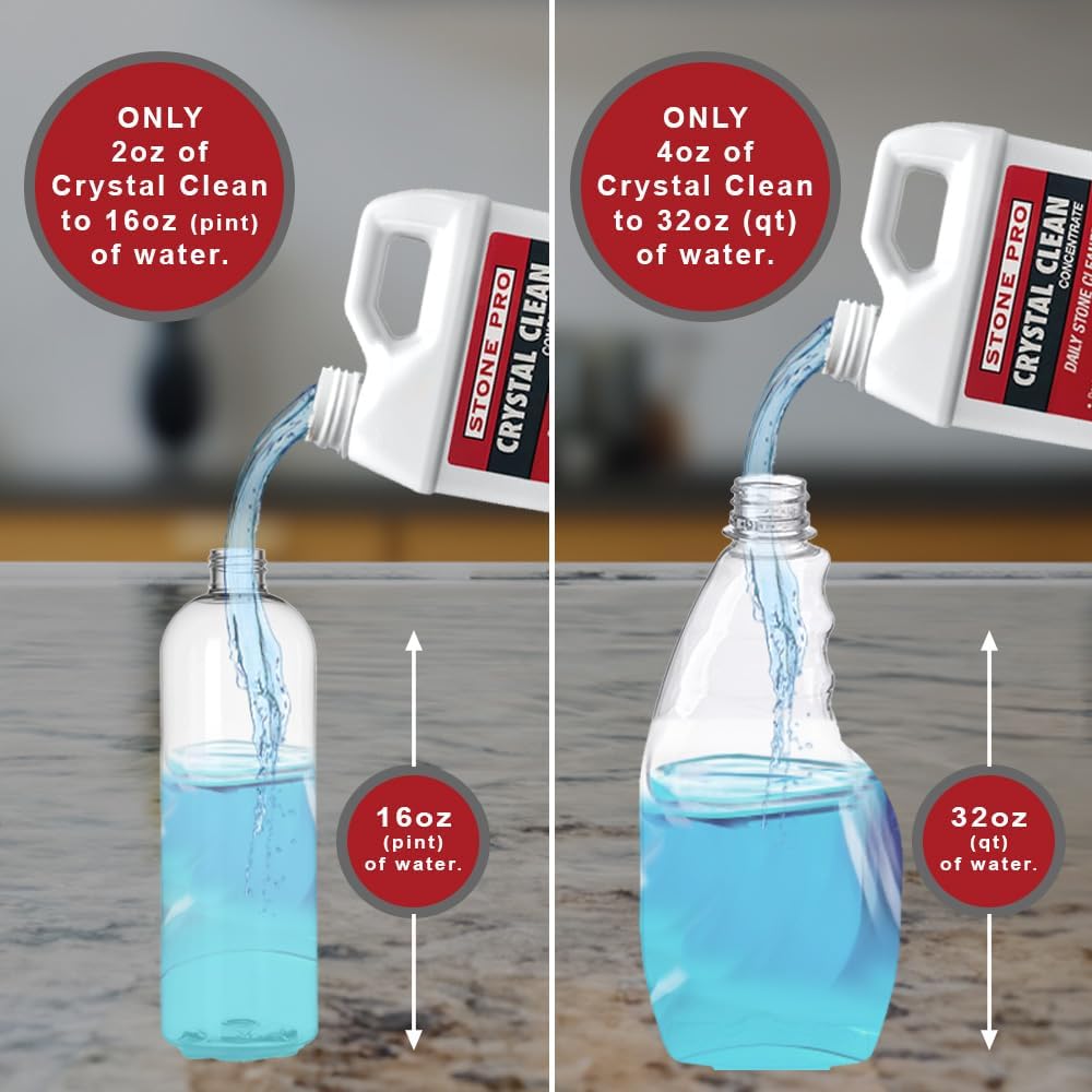 StonePro Crystal Clean Concentrate 32 fl oz – pH Neutral Stone Cleaner & Sealer Reinforcer