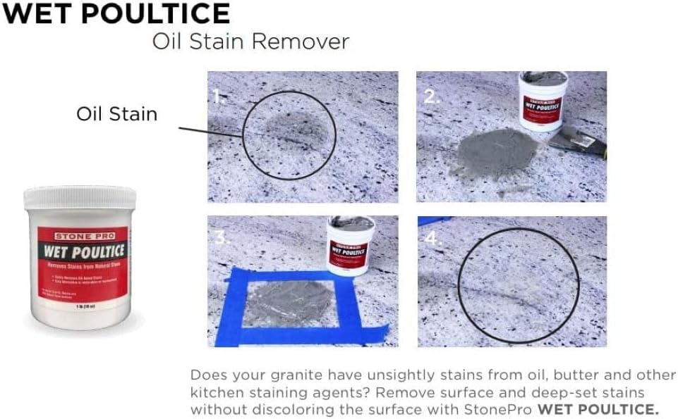 StonePro Wet Poultice Stain Remover 1 lb – Oil & Water-Based Stain Removal for Natural Stone, Concrete & More  C-WP1