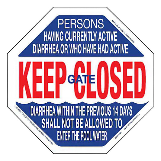 Traffic Graphix Keep Gate Closed and Diarrhea Pool Sign Hexagon TGDS1020