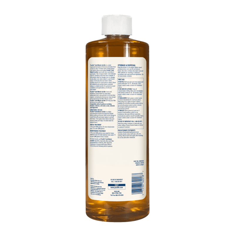 Poolife 62018 Gold Medal Water Clarifier 1 Qt Back Label